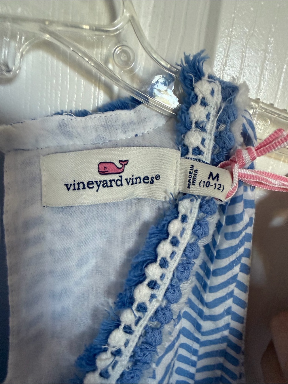 Vineyard Vines Girl’s Chevron Fringe Pintuck Dress Medium NWT - Picture 4 of 5
